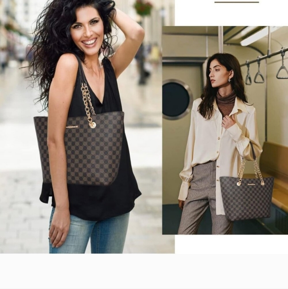 Montana West Chain Shoulder Strap Handbag Totebag - Picture 2 of 14